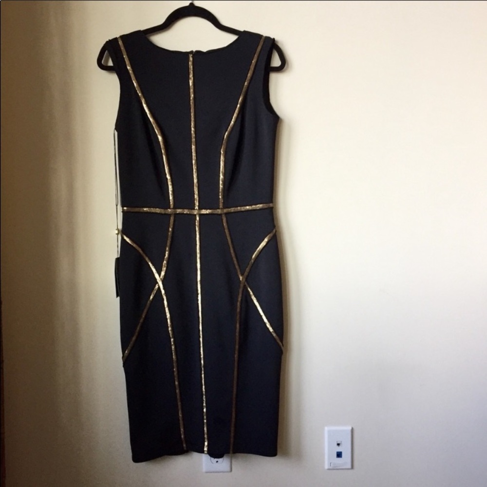 - Tadashi shoji sequin trim sheath neoprene dress classy wedding minimalist - Picture 4 of 5